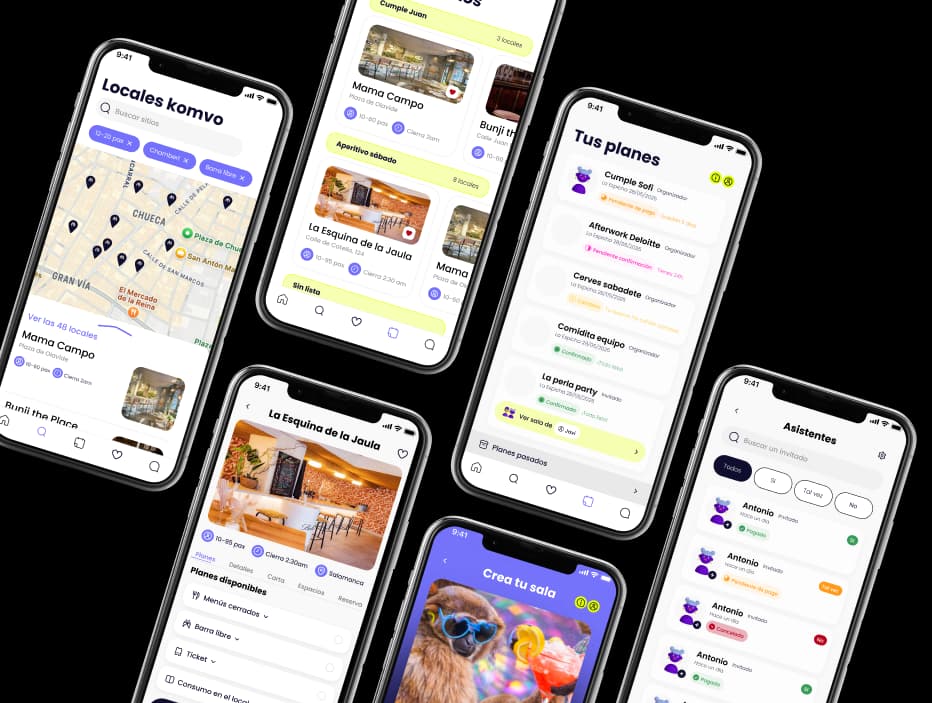 App de Komvo en móviles App de Komvo en móviles