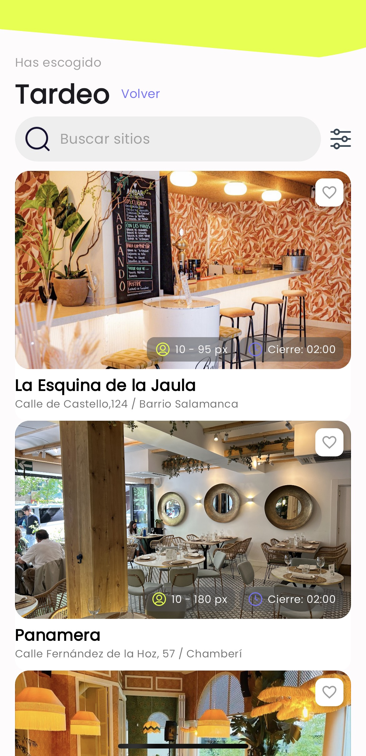 Listado de locales